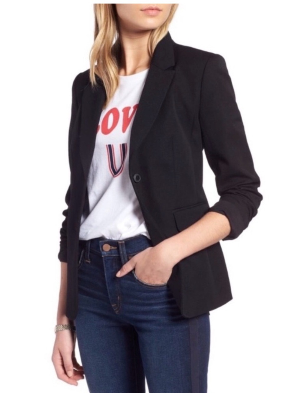 1901 Black Women's Tailored Blazer - Single Button Fitted Jacket